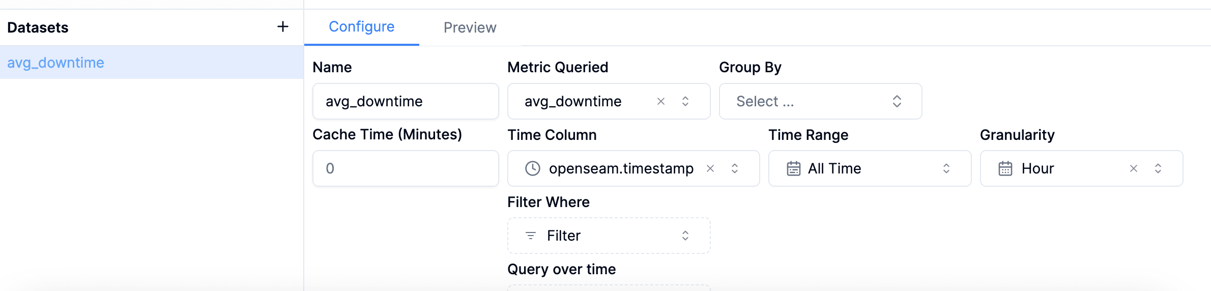 Dataset Settings Time